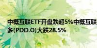 中概互联ETF开盘跌超5%中概互联网ETF跌超4%隔夜拼多多(PDD.O)大跌28.5%