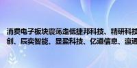 消费电子板块震荡走低捷邦科技、精研科技跌超10%雷柏科技、光大同创、辰奕智能、显盈科技、亿道信息、瀛通通讯等十余股跌逾6%