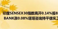 印度SENSEX30指数高开0.14%报81815.23点权重股HDFC BANK涨0.08%塔塔咨询持平信实工业跌0.04%