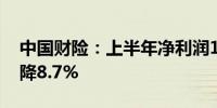 中国财险：上半年净利润184.91亿元同比下降8.7%