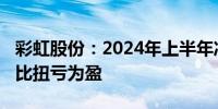 彩虹股份：2024年上半年净利润9.16亿元 同比扭亏为盈