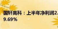 国轩高科：上半年净利润2.71亿元 同比增长29.69%