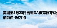 美国至8月23日当周EIA俄克拉荷马州库欣原油库存 -66.8万桶前值-56万桶