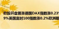 欧股开盘普涨德国DAX指数涨0.23%法国CAC40指数涨0.29%英国富时100指数涨0.2%欧洲斯托克50指数涨0.29%