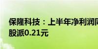 保隆科技：上半年净利润同比降19.4% 拟每股派0.21元