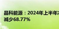 晶科能源：2024年上半年净利润12亿元 同比减少68.77%