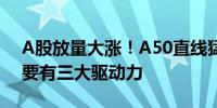 A股放量大涨！A50直线猛拉 分析人士：主要有三大驱动力