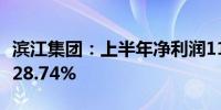 滨江集团：上半年净利润11.66亿元 同比下降28.74%