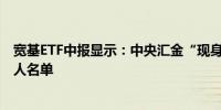 宽基ETF中报显示：中央汇金“现身”16只产品前十大持有人名单