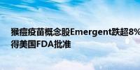 猴痘疫苗概念股Emergent跌超8%该公司猴痘疫苗此前获得美国FDA批准