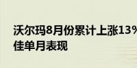 沃尔玛8月份累计上涨13%创2014年以来最佳单月表现