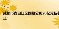 成都市青白江区国投公司20亿元私募债项目状态更新为“终止”