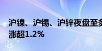 沪镍、沪锡、沪锌夜盘至多跌约1%氧化铝则涨超1.2%