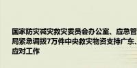 国家防灾减灾救灾委员会办公室、应急管理部会同国家粮食和物资储备局紧急调拨7万件中央救灾物资支持广东、海南两省做好超强台风防御应对工作