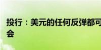 投行：美元的任何反弹都可能被视为做空的机会