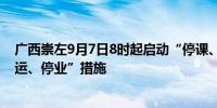 广西崇左9月7日8时起启动“停课、停工、停航、停园、停运、停业”措施