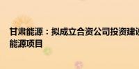 甘肃能源：拟成立合资公司投资建设武威民勤100万千瓦新能源项目