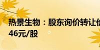 热景生物：股东询价转让价格初步确定为21.46元/股