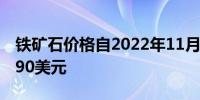 铁矿石价格自2022年11月以来首次跌破每吨90美元