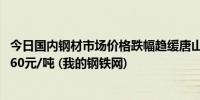 今日国内钢材市场价格跌幅趋缓唐山普方坯出厂上调20报2760元/吨 (我的钢铁网)