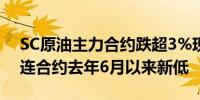 SC原油主力合约跌超3%现报493元/桶创主连合约去年6月以来新低