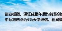 创业板指、深证成指午后均转涨创业板指早间一度跌超1%中际旭创涨近6%天孚通信、新易盛涨近3%