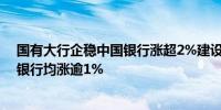 国有大行企稳中国银行涨超2%建设银行、农业银行、工商银行均涨逾1%