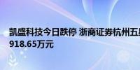 凯盛科技今日跌停 浙商证券杭州五星路营业部席位净卖出9918.65万元