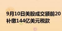 9月10日美股成交额前20：苹果需向爱尔兰补缴144亿美元税款