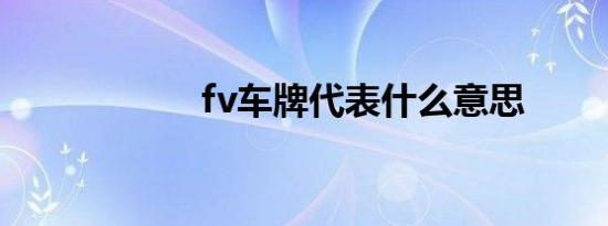 fv车牌代表什么意思