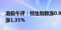 港股午评：恒生指数涨0.97% 恒生科技指数涨1.35%