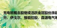 充电桩概念股继续活跃金冠股份涨超10%智光电气、经纬辉开、伊戈尔、豫能控股、森源电气等涨幅居前