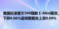 美国标准普尔500指数 E-Mini期货上涨0.08%纳斯达克期货下跌0.06%道琼斯期货上涨0.09%