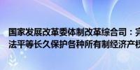 国家发展改革委体制改革综合司：完善市场经济基础制度依法平等长久保护各种所有制经济产权