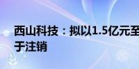 西山科技：拟以1.5亿元至3亿元回购股份用于注销