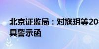 北京证监局：对寇玥等20名证券从业人员出具警示函