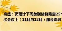 高盛：仍预计下周美联储将降息25个基点并在今年剩余的每次会议上（11月与12月）都会降息