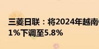 三菱日联：将2024年越南GDP增长预测从6.1%下调至5.8%