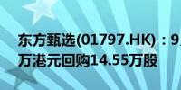 东方甄选(01797.HK)：9月16日耗资173.8万港元回购14.55万股