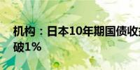 机构：日本10年期国债收益率或难以持续升破1%