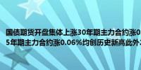 国债期货开盘集体上涨30年期主力合约涨0.5%10年期主力合约涨0.1%5年期主力合约涨0.06%均创历史新高此外2年期主力合约涨0.02%