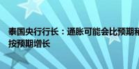 泰国央行行长：通胀可能会比预期稍晚回归目标水平经济将按预期增长