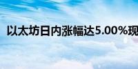 以太坊日内涨幅达5.00%现报2494美元/枚