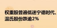 权重股普遍低迷宁德时代、汇川技术跌超1%温氏股份跌逾2%