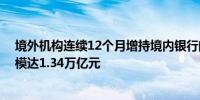 境外机构连续12个月增持境内银行间市场债券 累计增持规模达1.34万亿元