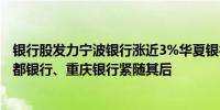 银行股发力宁波银行涨近3%华夏银行、民生银行升超2%成都银行、重庆银行紧随其后