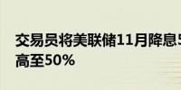 交易员将美联储11月降息50个基点的概率提高至50%