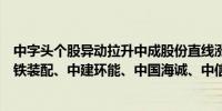 中字头个股异动拉升中成股份直线涨停中信国安接近涨停中铁装配、中建环能、中国海诚、中信海直等纷纷跟涨