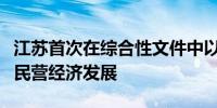 江苏首次在综合性文件中以“专门部分”支持民营经济发展