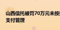 山西信托被罚70万元未按规定进行贷款资金支付管理